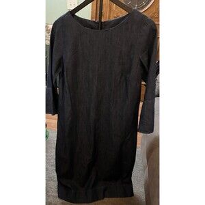 Talbots Denim Flounce-Sleeve Shift Dress Women Sz 4 Blue Cotton Classic Preppy